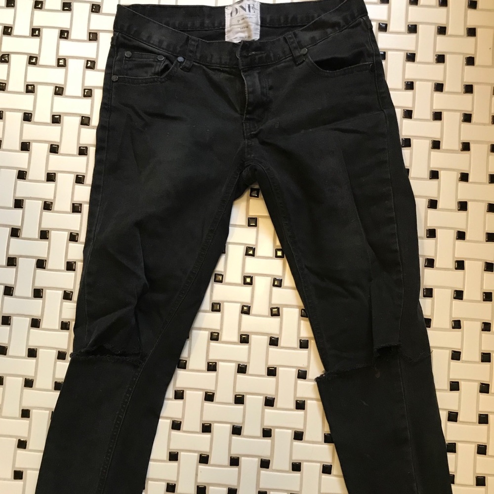 Black cropped free people jeans